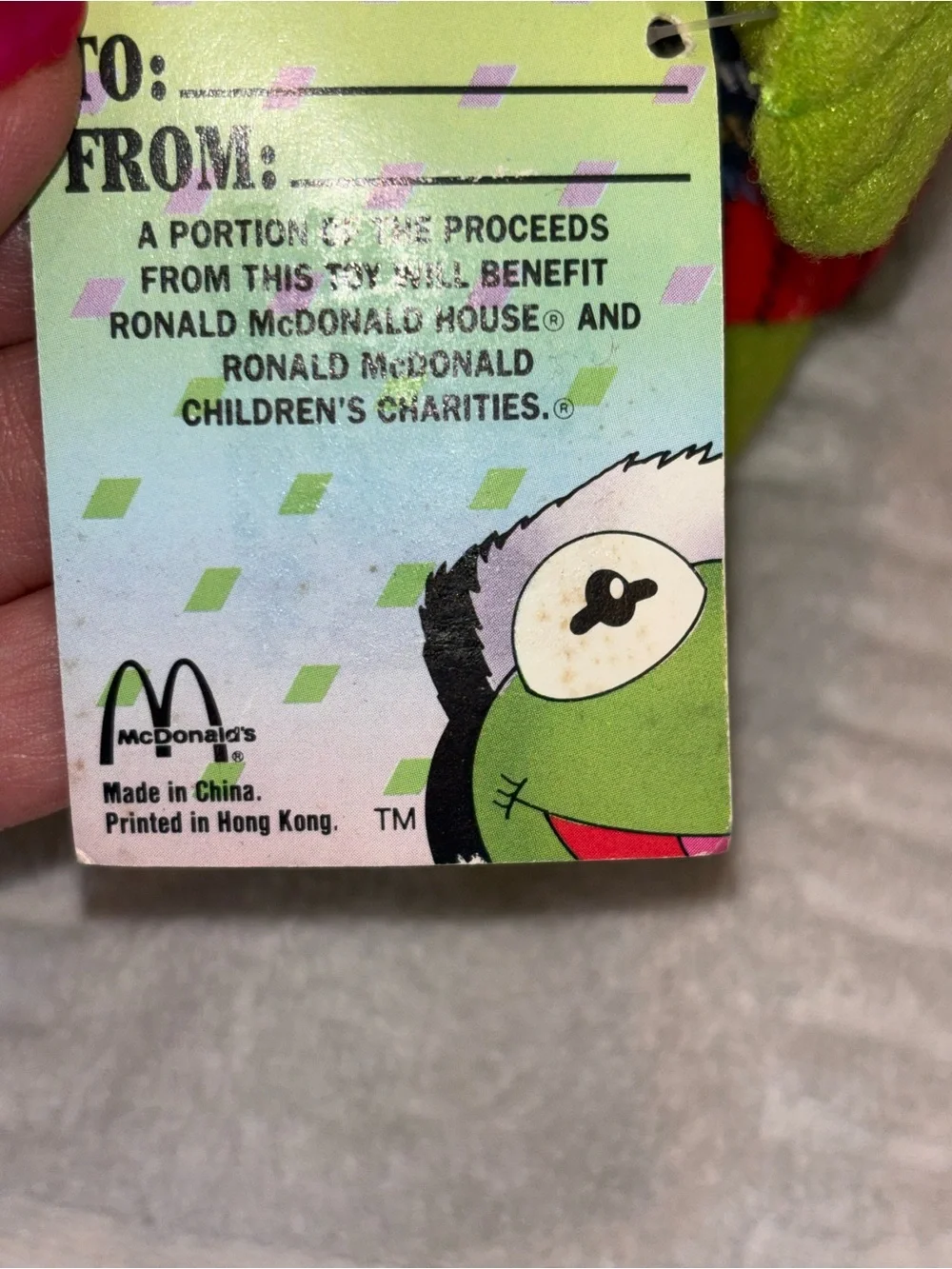 Vintage 1988 McDonald’s Baby Kermit Plush Jim Henson w/ Tag  NOS